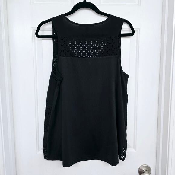 Daniel Rainn Black 100%Silk Sleeveless Blouse Size M Embroidered Lined Boho Chic - Picture 3 of 9